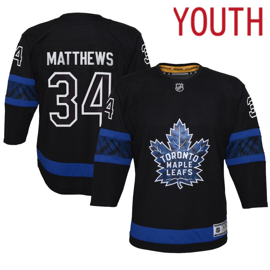 Youth Toronto Maple Leafs 34 Auston Matthews Black Alternate Premier Player NHL Jersey